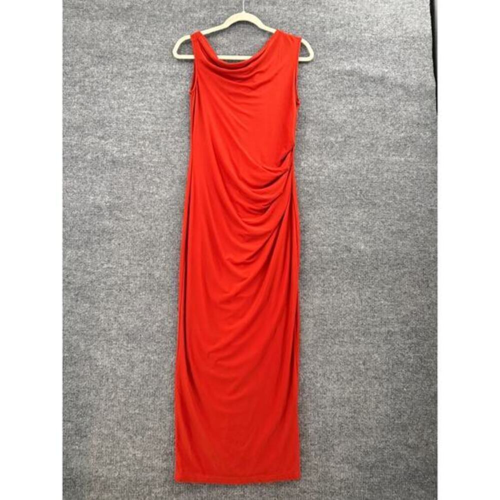 Pretty Garden Womens Asymmetrical Ruched Bodycon Maxi Dress Size M Burnt Orange